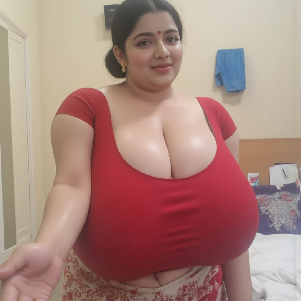 close up of a bbw woman in a red sari posing for a picture, red thin strap blouse, huge boob size, curvy, traditional beauty, indian goddess, assamese aesthetic, bare shoulder, dressed in a sari, lovely woman, beautiful goddess, indian, gorgeous woman, very beautiful woman, wearing a sari, very seductive pose, wearing sari, gorgeous beautiful curvy woman, very attractive and beautiful, attractive feminine curves, sexy girl, gigantic breasts, huge cleavage,