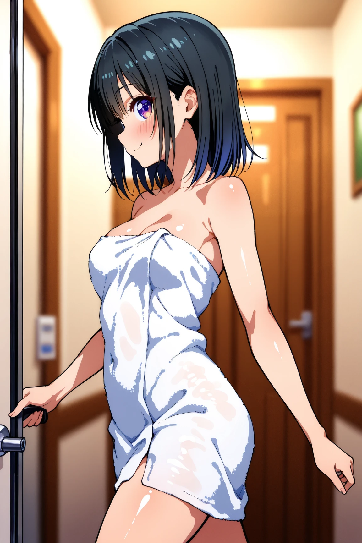 shinkai makoto, Kimi No Na Wa., 1 boy, Shaved head, , Boys are behind girls, Touching the chest, Rubbing breasts from behind, grab, grabbing chest,chestgrab behind back, Remove your bra, Hold the bra, Embrace, Embrace, Kiss on the neck, One girl, Black Hair, Waterfall knitting, Red ribbon, Long Hair, Brown eyes, blue star necklace, Light Cardigan Pink, Open shirt, Yellow shirt Open shift, belly button, cute, Open your mouth, whole body, Long sleeve, Cowboy Shot, masterpiece, On a date, Blushing, Bedroom, night, Sit on the bed , Shaved head,Topless,Nipples are erect,Armpit sweat,Shyness,clear,High exposure,Having my armpits licked,His arms are tied and he is hanging from a rope、A beautiful adult woman with long hair、Underhair grows