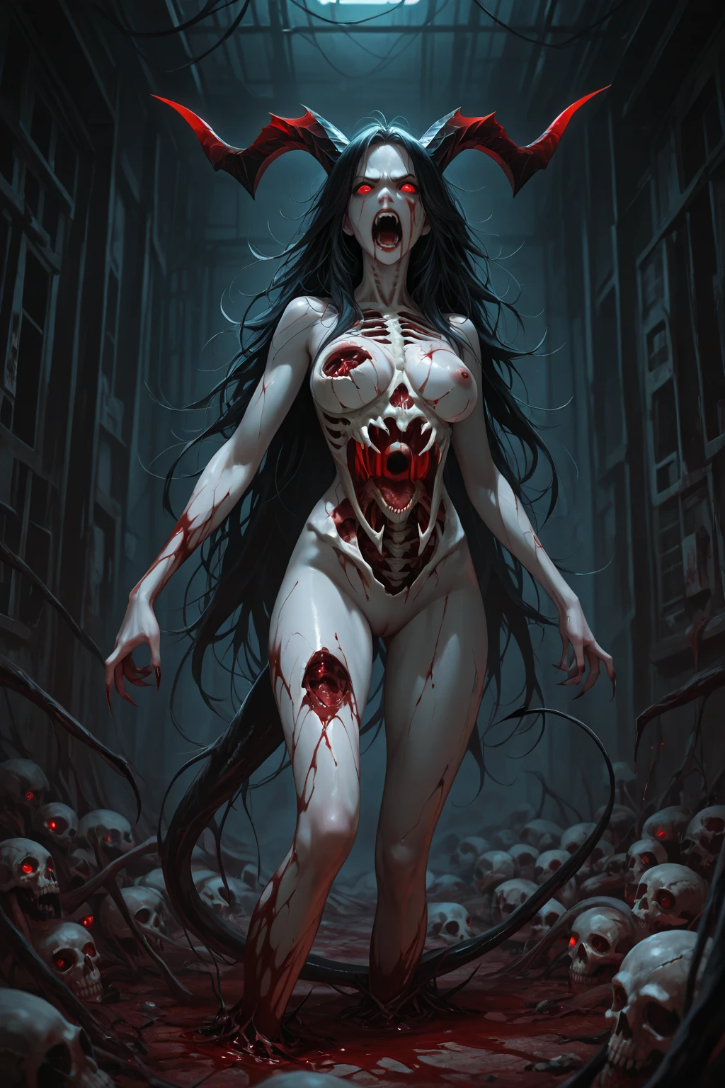 wetlands,woman having sex in mud,(close-up:1.2),pov,smile,body horror,tentacles,(skeleton0.5),ChocolateWetStyle