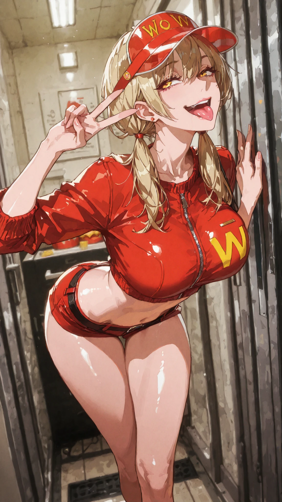 1990 Pornographic magazine cover, young woman, 18yo, provocative position, medium breast, perfect body, blonde haired, blue eyes, narrow waist, wide hips, thigh gap, exposed vagina