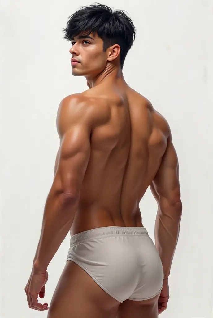 Sexy man
Legs spread apart
Wearing bikini briefs