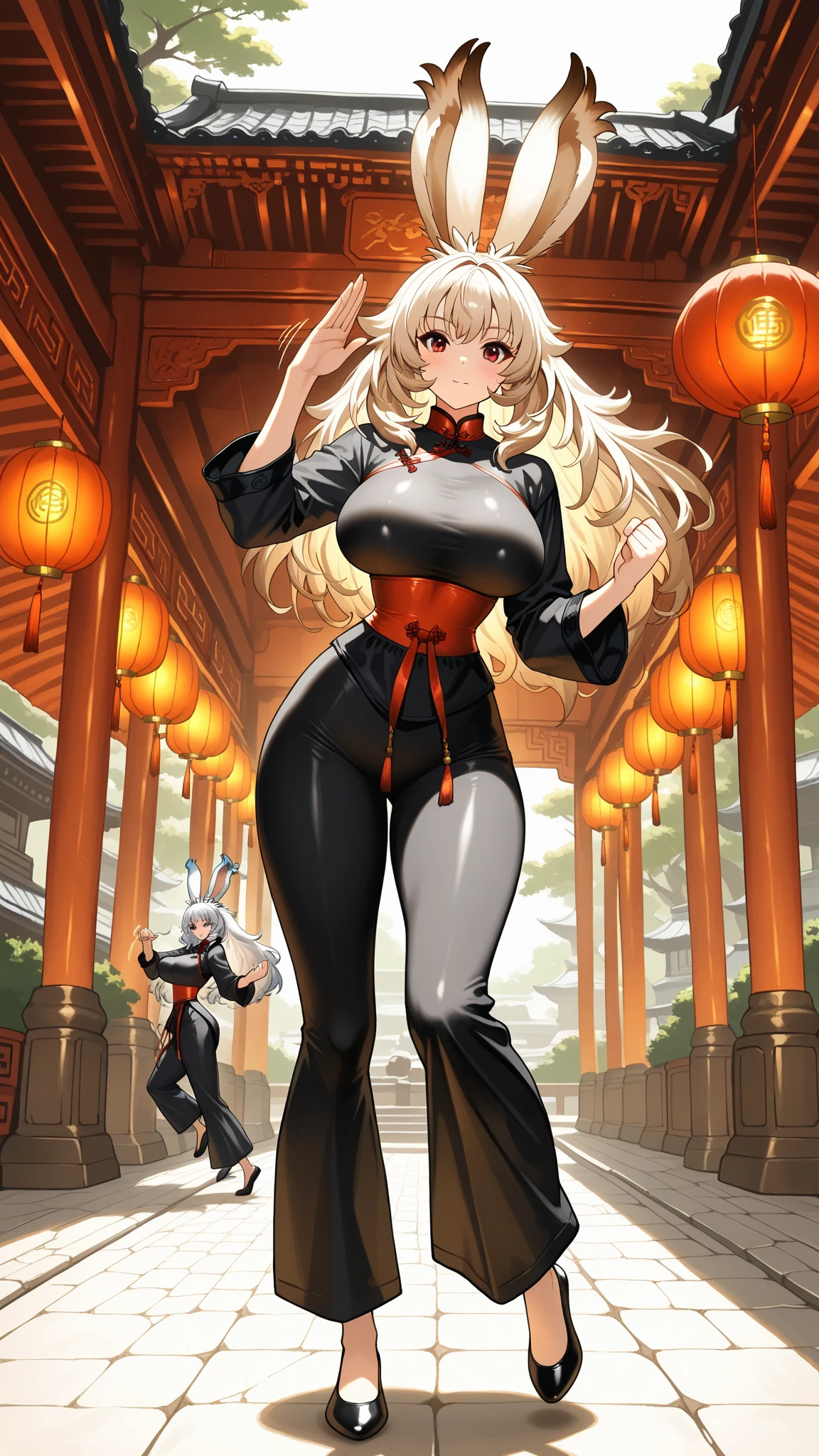 Open Leg Squat, (masterpiece, Excellent, 1girl, solo, Complex Detail, color difference), realistic, ((medium breath)), Off the shoulders, large chest, sexy, Yae miko, long pink hair, red headpiece, Red highlighting, hair over one eye, green colored eyes, Earrings, Sharp eyes, perfectly symmetrical figure, choker, neon shirt, Open jacket, Turtleneck sweater, Against a wall, Brick wall, Graffiti, Dim lighting, Alley, Looking at the audience, ((sneaky, seductive, charming)), ((Cherry blossom background))),((Japanese temple background))), (((Glow-in-the-dark background))))High-efficiency subpixel, Subpixel convolution, Luminous particles, Light scattering, Tyndall effect, Transparent dress, Lace edge, lace seduction, bare legs, mini skirt, long legs, Hips, big breasts, huge breasts, Slit skirt, pink lace trim, upturned buttocks, big breasts, big breasts, big breasts, Hai Split Cheongsam, flirty type, charming, shy, big breasts, big breasts, big breasts, big breasts, big breasts leaking, bursting breasts, big breasts, seduction, tall figure, white skin and beautiful skin, white hair, thick buttocks, thick buttocks, big buttocks,, nothing worn out, especially short clothes, bare waist, thong, exuberant look, loose long hair,, split legs, half squatting, promiscuous, showing between legs