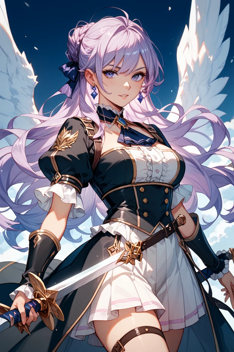 ((Lingerie model)), zoom, masterpiece, Highest quality, High resolution, Elizabeth, One Girl, jewelry, Single knee socks, Silver Hair, Hair on one eye, abdomen, Black Skirt, Asymmetrical legwear, ((Pink Shirt)), Sleeveless, Black knee socks, belt, Are standing