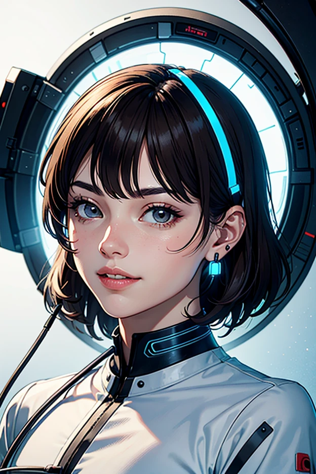 (ultra quality, 4k, 8k, high resolution, masterpiece: 1.2), ultra detailed, (realistic, photorealistic, photorealistic: 1.37) a beautiful young woman walking in outer space, semi- with lights all over her body, highly detailed, extremely detailed portrait, intricate details, hyper realistic, 8k, photorealistic, art by artgerm and greg rutkowski, dramatic lighting, glowing skin, volumetric lighting, cinematic, awe-inspiring, ethereal, mystical, cosmic, mesmerizing