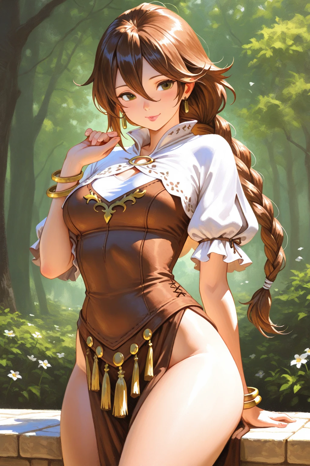 aerith gainsborough,final fantasy vii,3d (artwork),1girls,brown hair,exposed breasts,green eyes,lingerie,looking at viewer,robe,see-through clothing,solo,solo female,solo focus,sun hat,white robe