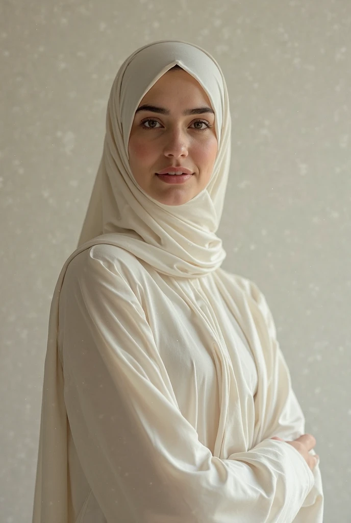 Multiple images of A beautiful Pakistani origin girl wearing traditional Pakistani white outfit and hijab