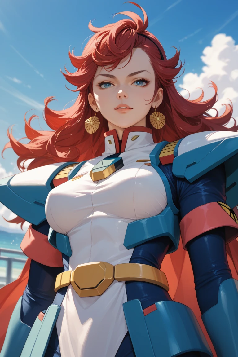 best quality,4k,8k,highres,masterpiece:1.2),ultra-detailed, extremely detailed eyes, extremely detailed body, (large masterpiece digital art), (detailed manga illustration), (detailed line art), ((perfect anatomy)), (intricate details:1.3), (ultra-detailed:1.3), (illustration:1.3), (sharp focus:1.3), (natural lighting:1.05), (vivid colors:1.3), (masterpiece), (best quality:1.4), (perfect anatomy:1.4), high quality, expressive eyes, full body, detailed face, beautiful face, perfect face, 1 girl, breasts, cleavage, gloves, large breasts, ultramarine jacket, very long hair, thigh length hair, ({dark skin}), dark-skinned female, detailed ((red hair)), messy hair, green eyes, gloves, jacket, hourglass physique, casual outfit, denim shorts, sneakers, graphic t-shirt, dynamic lighting, cityscape background curvy, Atey Ghailan, Jeremy Mann, Greg Manchess, Antonio Moro, trend in ArtStation, trend in CGSociety, Intricate, High Detail, Sharp focus, dramatic and photorealistic painting art by Midjourney and Greg Rutkowski, Jeff Bridges, ((cartoon style)), Marvel Cinematic Universe style, (((Boston in the background))), soft bokeh of Boston