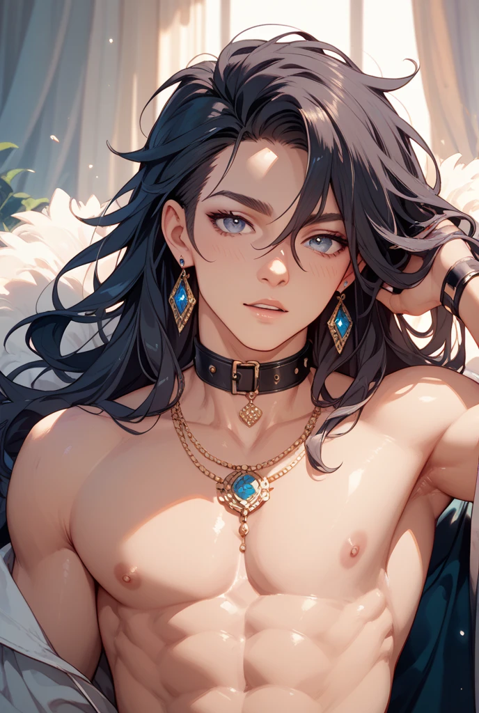 (man:1.5),1 man,male, muscle, (1boy:1.3), muscle, pectoral, muscular,Mature man,

panther man from ancient Egypt,(((panther man,panther male warrior,panther-man))),(macho man:1.2),

(((panther ears,panther ears on head,big panther ears))),(large pectoral:1.4,),(((absurdly long unkept hair,dark hair,black hair,very long hair,voluminous hair,Thick hair,Dense hair,long hair,colored inner hair))),(((blue_eyes:1.3))),intricate eyes,beautiful detailed eyes,symmetrical eyes,(((lustrous skin:1.5,tanned skin,bright skin: 1.5,skin tanned,shiny skin,very shiny skin,shiny body))),((exaggerated muscles,exaggerated shoulders,very muscular and huge)),man chest,handsome face,((((muscular,hairy body,muscular man,tall,big biceps,abs,big thighs,broad shoulders,open chest)))),(((detailed face))),(((square jaw))),(ABS)
,(huge stature,tall stature),

barbarian,viking,nsfw,
 
(((metal armor:1.5))),((bulge in loincloth)),(wearing a barbarian outfit:1.3,barbarian clothes),((furry fur on his shoulders)), ((((blue war paint all over his body)))),((wet clothes,intricate outfit,intricate clothes)),tribal,

dynamic pose,looking at viewer,angry,centered,scale to fit dimensions,Rule of thirds,

outdoors,(egyptian desert,egyptian desert background,pyramids in the background),scenery,extremely scenery,clouds,Egypt style,palms,(sunset, golden hour),

(Glossy Egyptian ornaments),highres,sharp focus,(ultra detailed,extremely detailed),(photorealistic artwork:1.37),(extremely detailed CG unity 8k wallpaper),(((vibrant colors,vibrant theme))),(intricate),(masterpiece),(best quality),artistic photography,(photography taken by sldr),(intricate background),perfect rendered face,perfect face details,realistic face,photo realistic,((intricate detail)),(((realism))),
