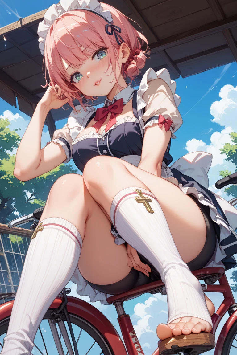 ((anime:1.25)),,((best quality)), ((highly detailed)),((sketch)) extremely detailed face, beautiful face,((1girl)),((solo)),shiny skin,((full body:)), yui five star,((hair ornaments:1.15)),((hair band:1.15)),((pink hair)), ((pleated skirt)), ((puffy sleeves)),(huge breasts:),((cleavage:1.25)),(((skirt lift:1.25))),((thick thighs)),((curvy:1.15))
(((pussy:1.35))),((nose blush:1.45)),,,(bad mood:),open mouth,:d,(looking at viewer:1.25),BREAK ((park ,bench:1.35)),((sit on bench:1.35)),((sitting:1.35))outdoors,,BREAK ((spread legs:1.35)),((white thigh boots)),BREAK ((thighhighs:1.15)),(( white footwear)),arms behind back,(from below:1.25)