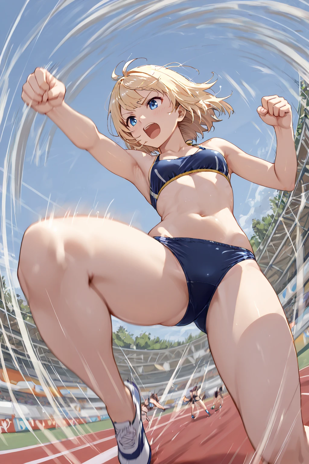 (((masterpiece))), ((Highest quality)), (Very detailed), ((High resolution)), ((8k)), ((Anatomically correct)), A very cute person, Baby Face, (Young face), (Small breasts), (Kagamine Rin), Short Hair, Blonde, Letting down your bangs, (Short), (Petite), Charming smile, Light blue eyes, Best moment, Delicate arms, Detailed skin texture, Intricate details, Very detailedな顔, Beautiful thighs, Beautiful curves, (Sweating), ((Bunny girl)), Looking up, In the pool at night, Love your audience, heart, The whole body is visible, Beautiful standing posture, (Love juice), You're inviting your audience, (Squat exercise), High heels, Arms behind head,