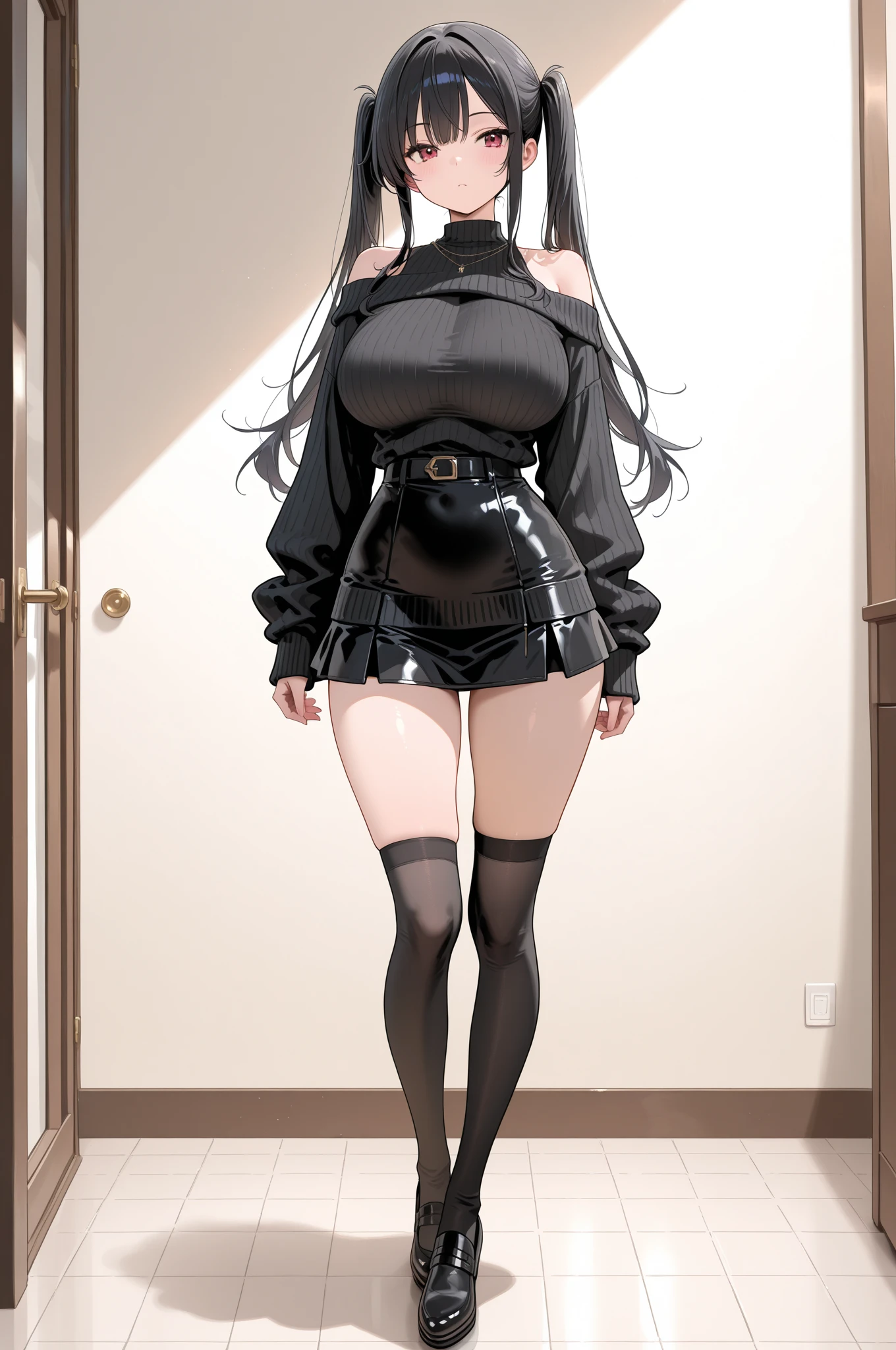 Goth girl, , sexy, thick thighs, black hair, wet