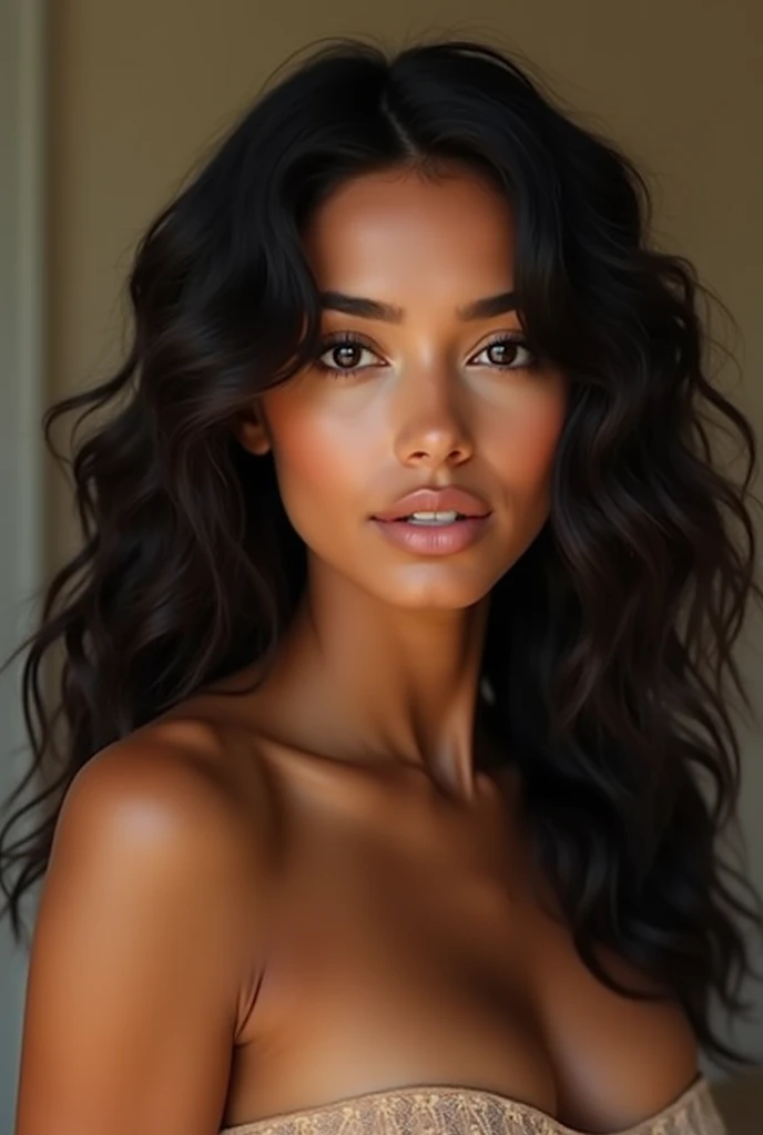 A beautiful mixed-race woman with a nice figure