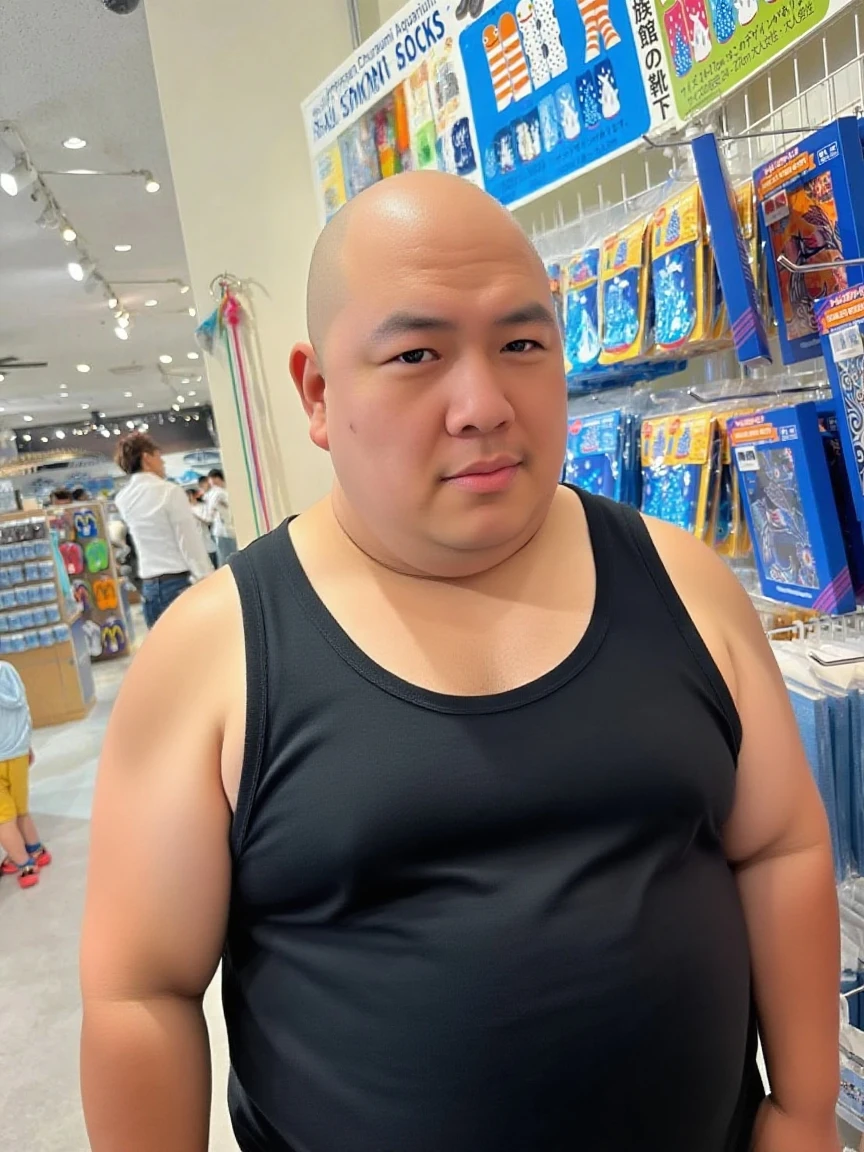 ((highest quality)), ((masterpiece)), (detailed), Perfect Face、Shaved head、Young Japanese、Muscular、Fat body、cutting meat with a large knife、Big guy、smile、White swimsuit、camp site、Sitting