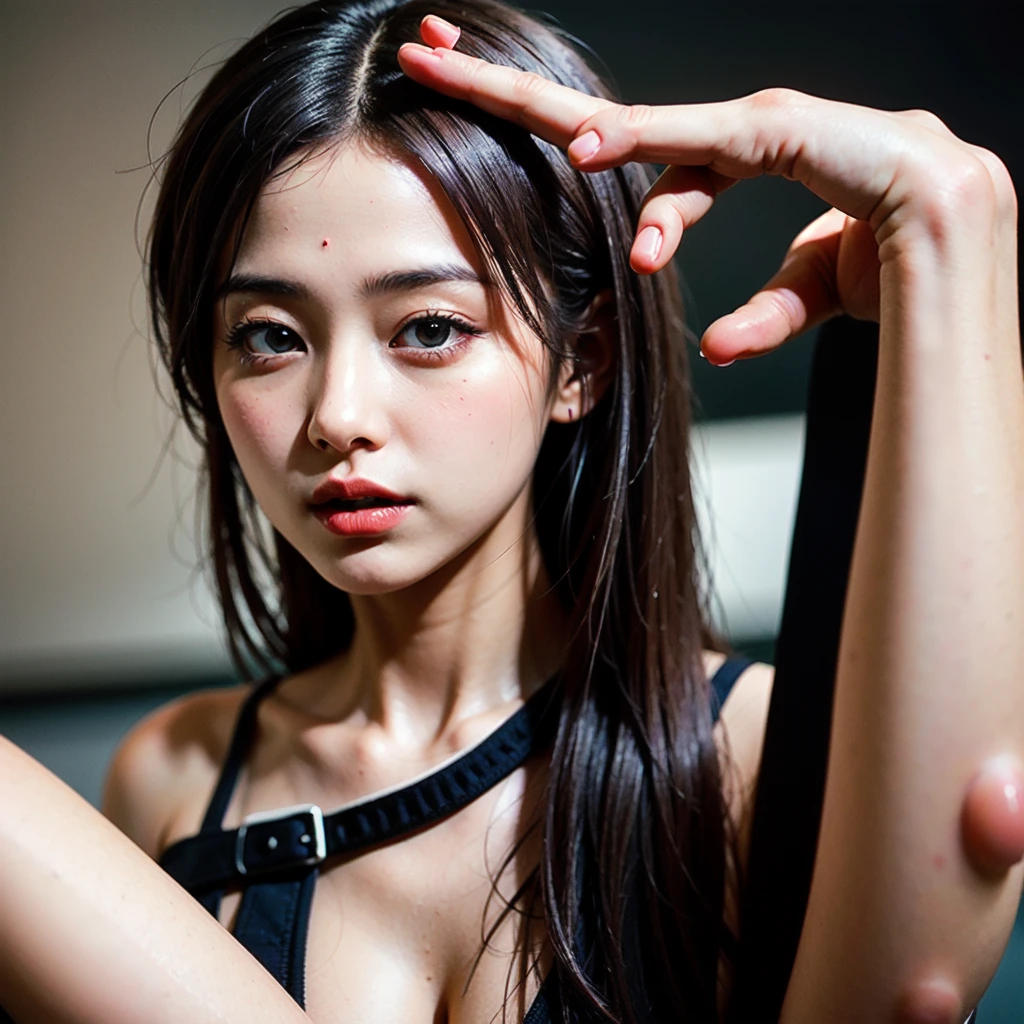 highest quality, masterpiece, Ultra-high resolution, (Realistic:1.4), RAW Photos, 32K Portrait, Very detailed, Cowboy Shot, Dynamic pose, 

One girl, 30 years old, The most famous Japanese idol、Butt、Japan&#39;s most popular cheerleader, Wearing only a red, sleeveless cheerleader uniform, An innocent smile, View your viewers, Butt facing up, 

Very cute face, Stunningly beautiful big black eyes, Very beautiful hair, Very beautiful lips, Very beautiful skin, Very beautiful breasts, Very beautiful body, Very beautiful arms, Five perfect fingers, Very beautiful butt, Very beautiful thighs, 

Detailed face, Fine grain, Detailed Hair, Detailed lips, Detailed Skin, Detailed body, Detailed Weapons, Detailed five fingers, Detailed red sleeveless cheerleader uniform, Detailed hips, Thigh details