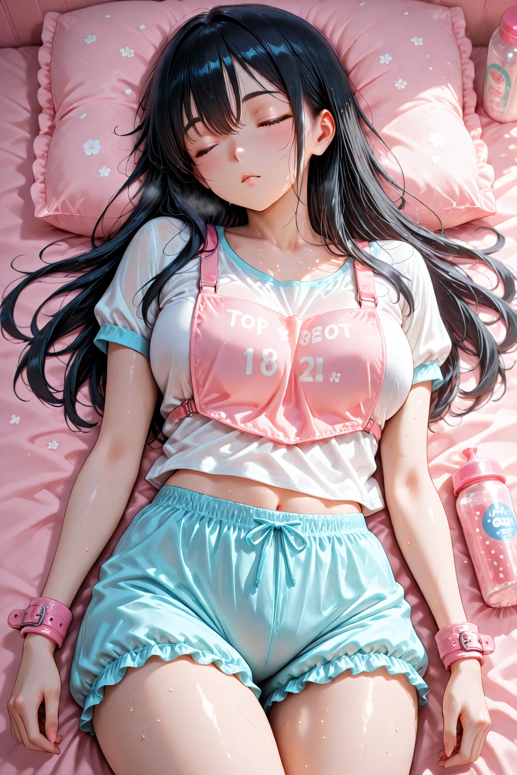 White and Bright Red, (Masterpiece 8K TopQuality:1.2) (ProfessionalPhoto:1.37) ExtremelyDetailed ((((KAWAII girl Printed on T-shirt:1.4) with "SUPER BITCH" Logo ))