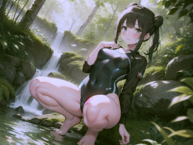ScampKC
,(masterpiece:1.4),(best quality:1.4), (premium:1.4), (great illustration:1.4), (ultra-detailed:1.4),(art CG, 8K),1girl solo, KonishiCSA,full body,
,Bamboo Forest,blush,smile,
(competition swimsuit:1.4)