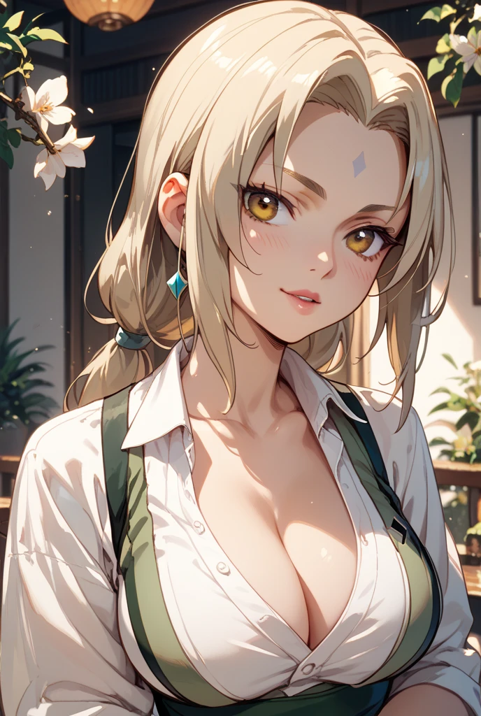((OFFICE SEXY TRAJE))(enormes tetas), escote, buena anatomia Film movie still, tsunade  、Se destaca、30 years、piel palida、sonrisas inocentes、(A detailed Face)、(piel detallada)、wet, Los detalles son complejos、Shallow depth oF Field、[volume Fog]、movie lighting、ReFlectors、una Canon EOS R5、lente de 50 mm、F / 2.8、shot at 8k resolution、de cerca, inside the room, escritorios, verdor, ((huge tits)), tongue out, tongue out, tongue out, makeup, light smile, wince, hair flower, maid headdress, jewelry, blunt bangs, braided ponytail, parted bangs, twin braids, very long hair, embarrassed, UHD, retina, super detail

