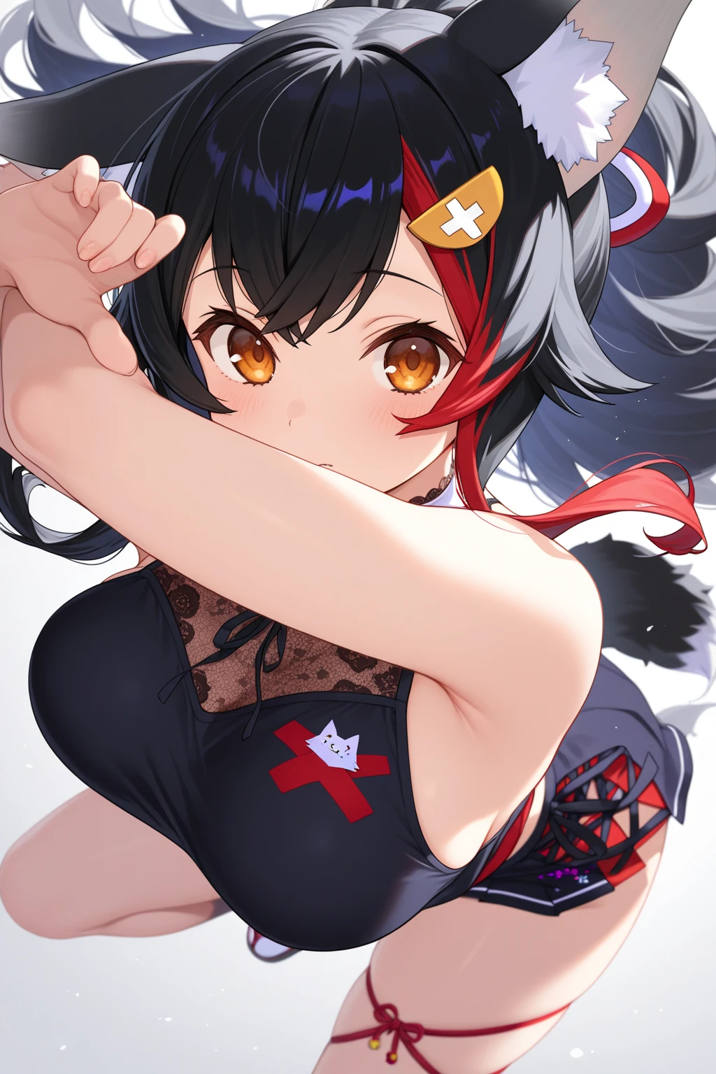 Kitasan Black,horse ears,NSFW,1 girl,,,chest,尖ったchest,cleavage,underboob,side boob barbosa,(blush),((embarrassing)),Spread and masturbate((white micro bikini))first round(((fold your hands in front of you)))((View from above at an angle))upper body up