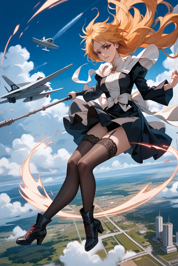 Realistic,Polite Dress,(Fighter Plane Action War Movie Poster),(Foundation Movie Reference: 1.8),Realistic,Air Force General Uniform,(Realistic Face Resolution),Cinematic Poses,Adult,Skinny,Small,Long Hair Dark Blonde Woman 1 Person,Serious Face,Science Fiction,Sci-Fi,Different Supporting Characters