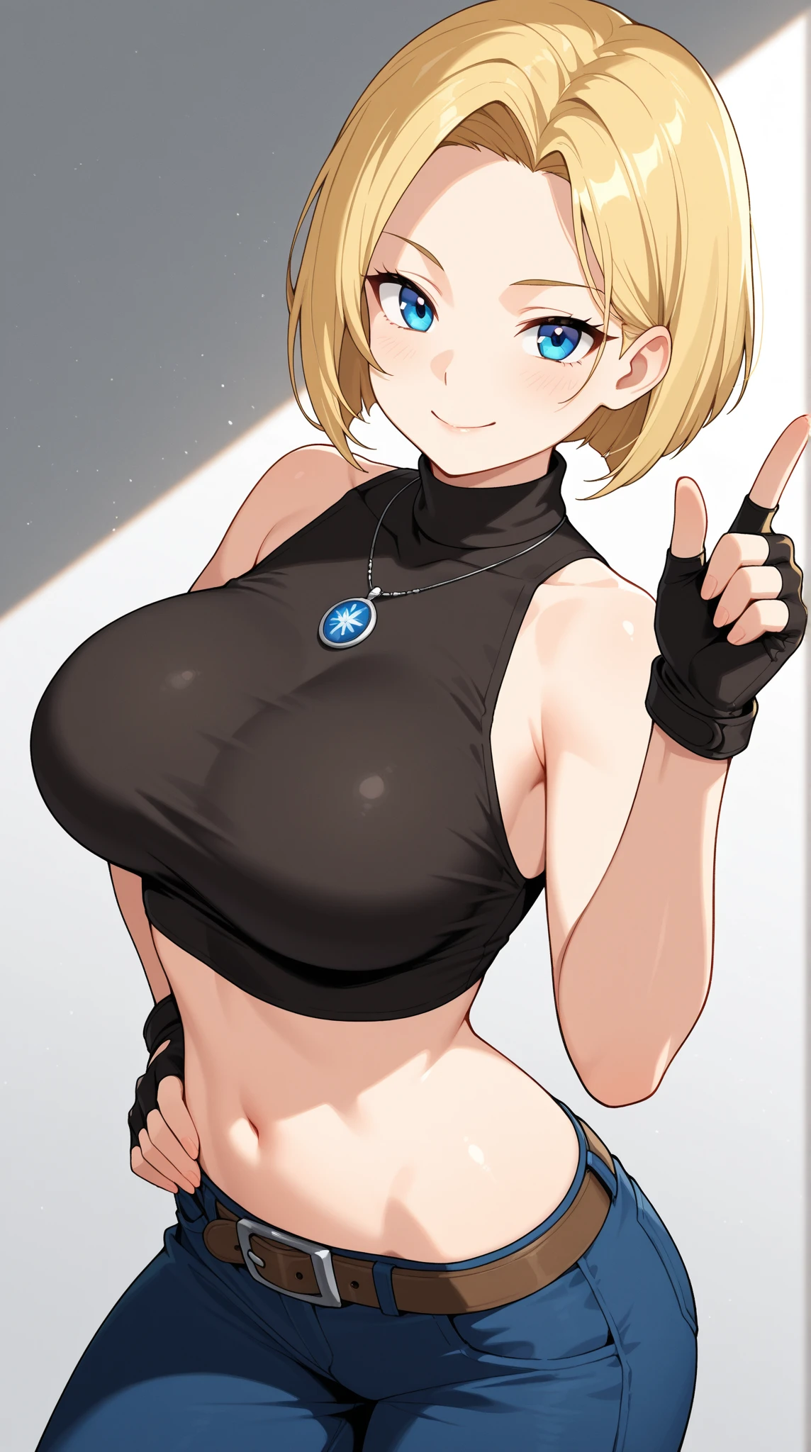 1 girl,blonde hair,bob,bangs,purple eyes,全naked,naked,big breasts,big breasts,Erotic,crop top,nsfw,smile,Happy,heavy breathing,Put your hands on your face,choker,whole body