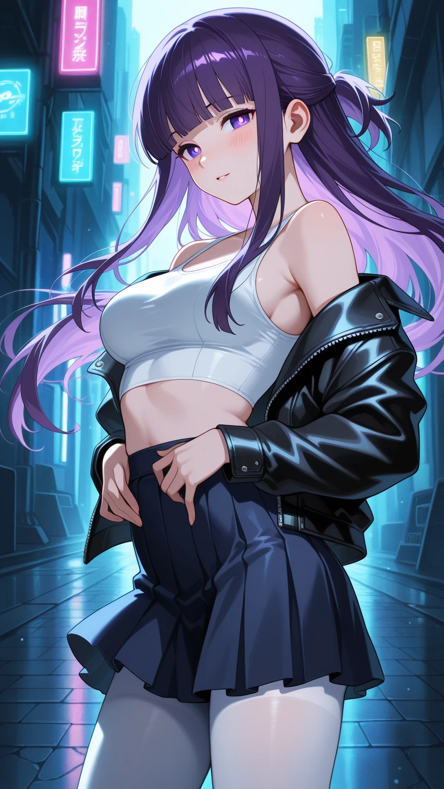 top quality、Top image quality、​Masterpiece、teenage girl((wearing hood、Open chest black hoodie、black skirt、18 years old、 Ajer、best bust、big bast,Beautiful light blue eyes, long golden hair、A slender one,Great Valley、Reflect the whole body、lol、最好的微lol、Stain your cheeks red、stare at、eyes sparkling、piece sign)),high quality、beautiful art、background with((on the roof、Beautiful shooting stars、Yuki))​Masterpiece、depth of field,