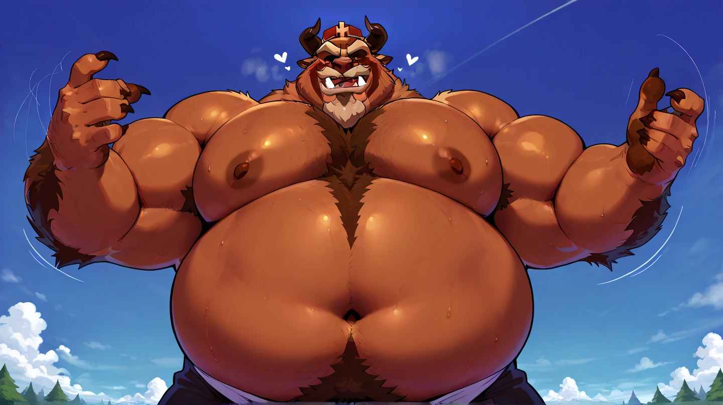 furry, Otter, male, muscular male, (hyper muscular), walking, city, pride parade, large muscles , smirking at viewer, looking at viewer, thong, large bulge, penis outline, bead necklace, nipples, womb tattoo,male pregnancy, ((Hyper pregnancy:1.7)), (pregnant), (large belly), by darkgem, by null-ghost.