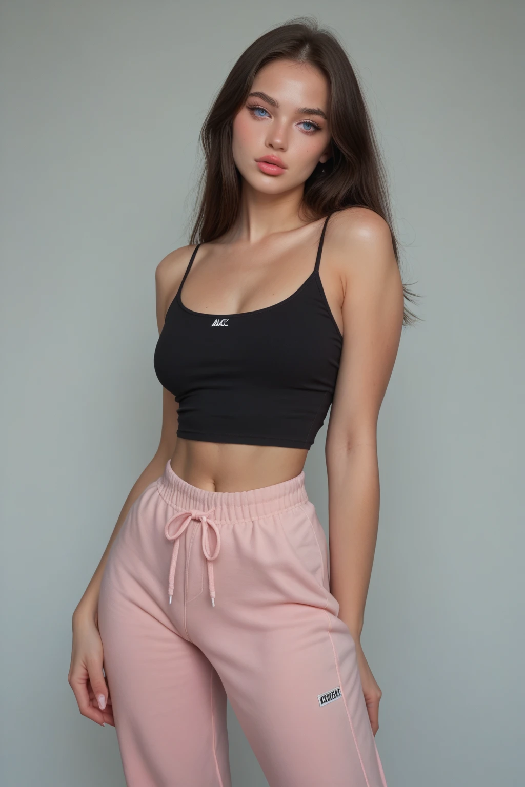 a woman in a pink corte superior and black sweatpants, usando um top cropped sexy, vestindo um top cortados, corte superior, roupas rosa, rosa e preto, com camiseta rasgada, vestindo um top cortado, Physicist : a menor barriga de todos os tempos, Roupa casual, corte superior, wearing corte superior, a menor barriga de todos os tempos, roupas casuais