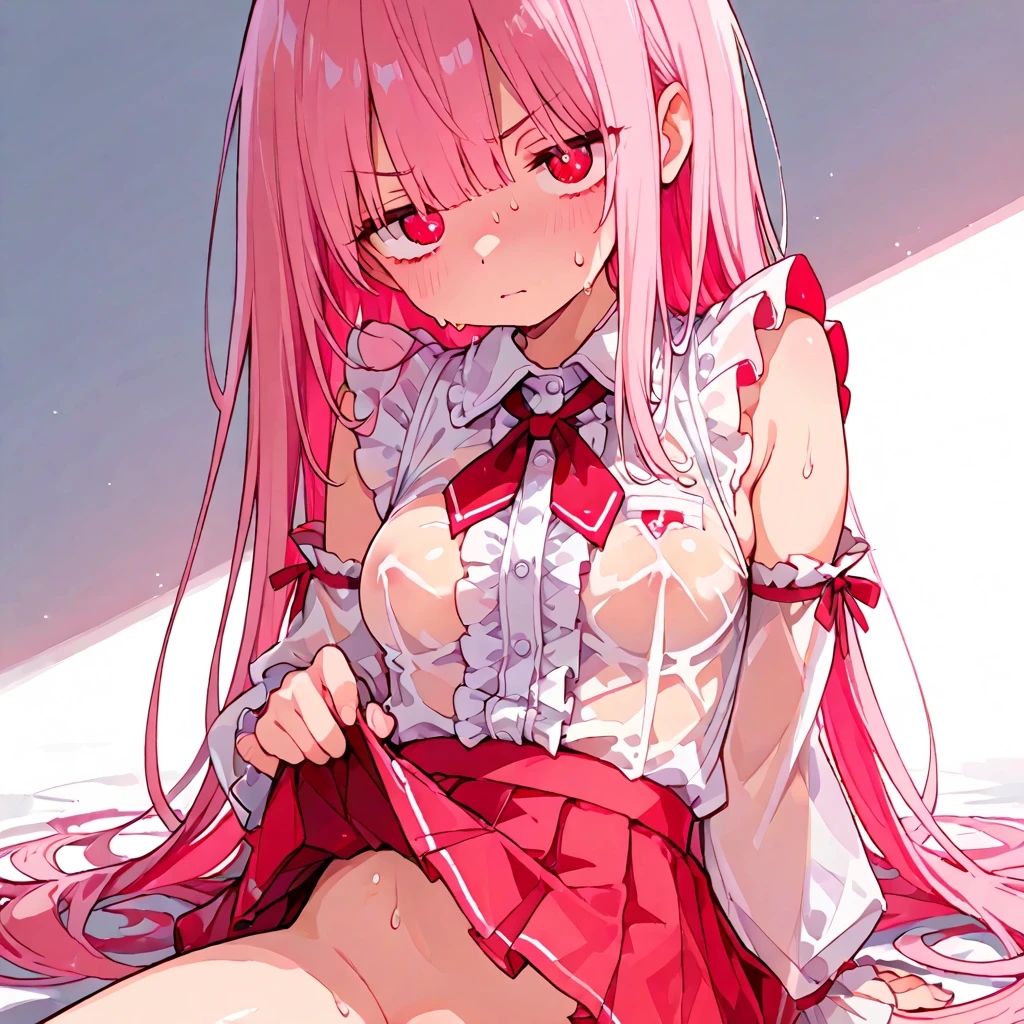 (masterpiece:1.2), Hyper Detail, Highest quality, (complicated_detailed:1.1), Beautiful details, Beautiful Hair, alone,One girl,Gotoh Def, One side up,Pink Hair,Cube-shaped hair ornament,Long Hair,Pink jacket, Track jacket, Long sleeve,((Jacket half off shoulder)),Blurred_background,sweating,whole body,((Bare shoulders,Upper Body,((pussy detailed)),Backlight,,throw,bra,Nipples,Panties,blush,Sensual,Look at the chest,Stroking a man's penis with one hand,((Hugging your chest with one hand)),((Shadowed face)),In the bedroom