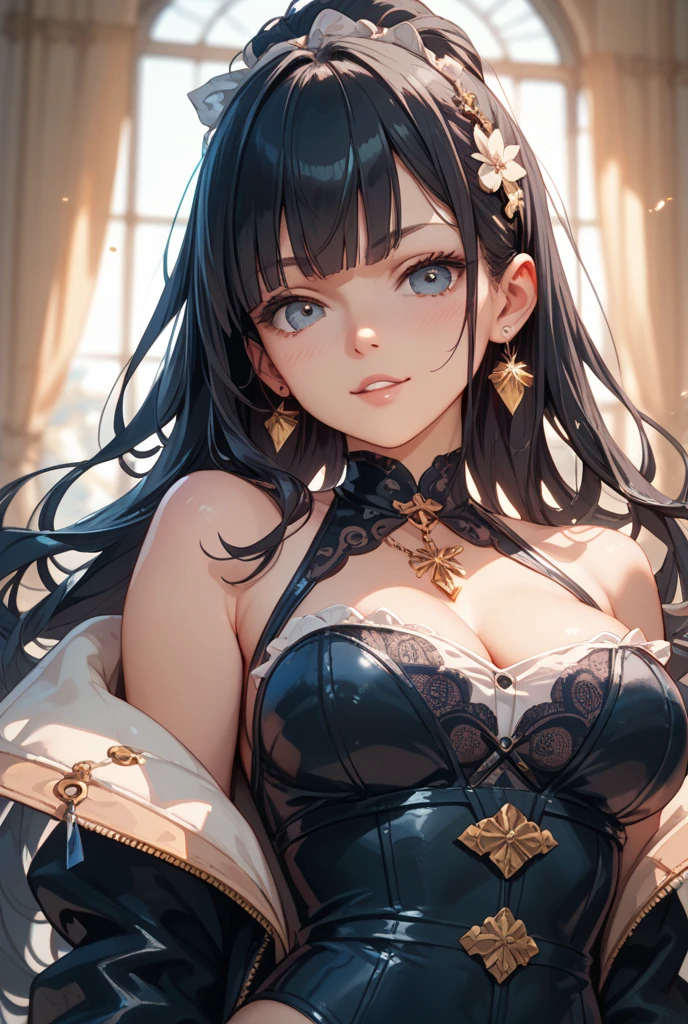 highest quality, ultra high resolution, super detailed, gorgeous, masterpiece, best quality, high resolution finely detailed, extremely beautiful, distinct image, ((best quality)) ((best quality)), ((masterpiece)), (detailed), 4k image, anime style, beautiful young girl, teenage girl, fair white skin, oval shaped face, seductive facial features, astonishing sex appeal, curly hazel-brown hair, slim, curvy body, green eyes, full lips, medium height, large breasts,