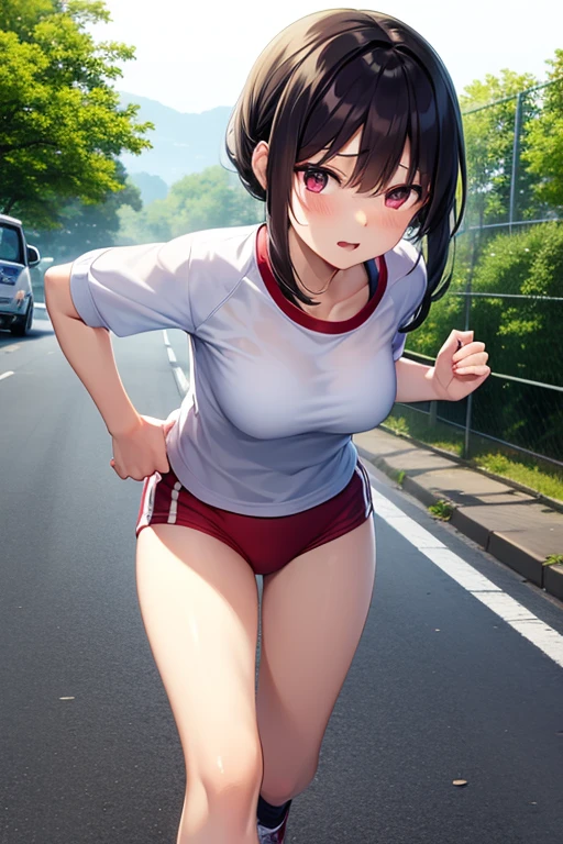 A sexy、(Whole body-V、4-S750)、a park、Running Wear、Running、