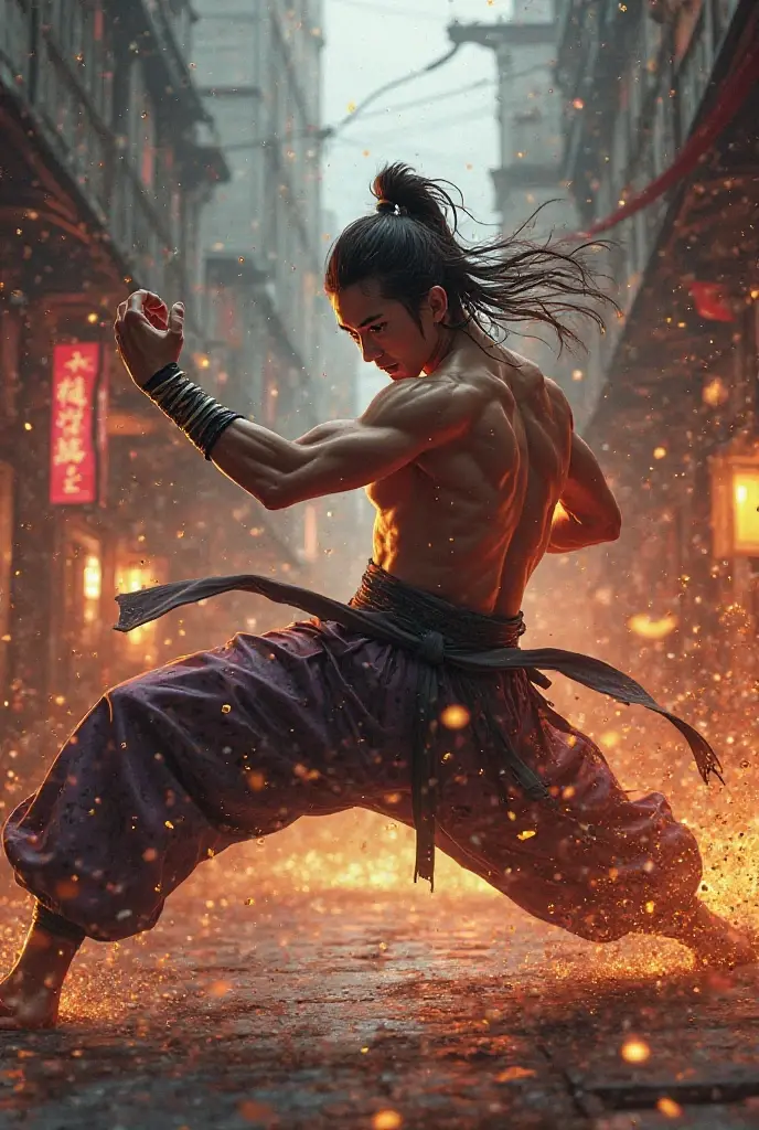 (masterpiece:1.2),(8k,highres,best quality,ultra-detailed:1.37),ancient chinese warrior,handsome man,muscular full body,perfect pose,beautiful chest,intricate details,chiaroscuro lighting,dramatic shadows,epic,cinematic,moody atmosphere,hyper-realistic