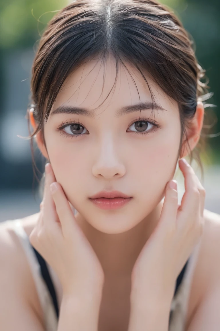 (2 pure Japanese girl,), (Small breasts:1.5,),(solo,,Textured skin, Detailed skin,Detailed face,Detailed eyes,detailed posing,Natural eyebrows,Sparkling Eyes,High detail, Highest quality, Super detailed, Surrealism, ,8k,RAW Photos,Photographicism,Professional Lighting,Ray Tracing,Portrait Photography,Soft Light),(((Black Hair, Natural Makeup,Simple earrings, Bun Hair,hoodie,))),(((Camisole Morning,Morning Light)))