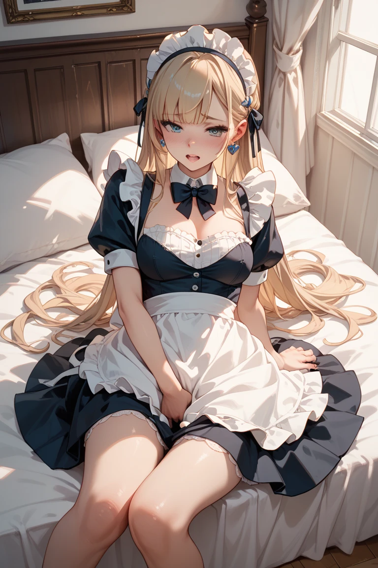 sunset Orange Room, Full-body depiction on screen, A large amount of rolled up tissue paper, Wrinkled, Dirty tissue on the ground, Tears dripping from the edges of the mouth, Sitting on a dirty bed, Dirty futon with brown stains Dirty old tatami mat ,Tatami room, Plenty of tissue paper , Garbage is scattered everywhere, very dirty bed, A room full of messy garbage, anger Embarrassing Very large breasts Extremely enlarged breasts Huge breast swelling Dimly lit room On the tatami Scattered tissue paper A cute long-sleeved sailor suit with lots of frills sewn on Long frilly skirt high school student Illustration Style Anime Style Narrow-mouthed Small lips beautiful girl Very cute clothes Cheeks pink Long blonde hair super curly hair Super long sideburns Rubber clothing Gothic white lolita outfit hair band very long, Pearl white silk tights Lots of frilly ribbons Extra long silk gloves Detailed embroidery Big eyes Hanging eyes Strong face Stern expression Shocking Pink Rouge Sweating profusely Crushed tissue paper White long boots Steam is coming out of my whole body Steam fills the screen. White breath from the mouth