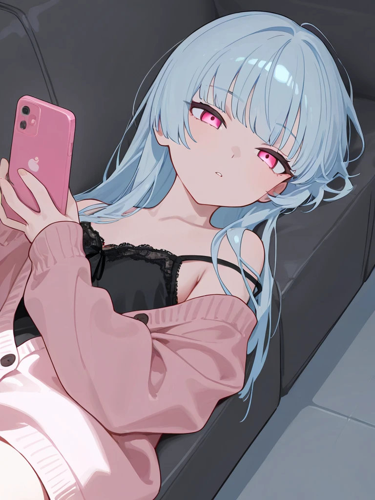 score_9, score_8_up,score_7_up, source_anime, <lora:EPnna2Pony:1>, EPnna2, 1girl, solo, white hair, long hair, blue eyes, hair between eyes, android, robot joints, mole under mouth, necklace, ear piercing, black hoodie, white socks, kneehighs, sneakers, black sneakers, squatting, selfie, taking picture, mirror selfie, bedroom, bed, mirror, at a dark room, at night , city view from the window, gyaru,