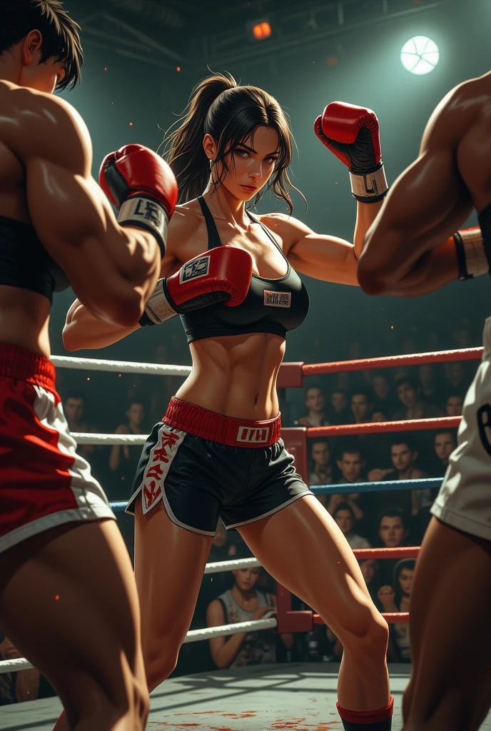 Women boxing fight in the ring
