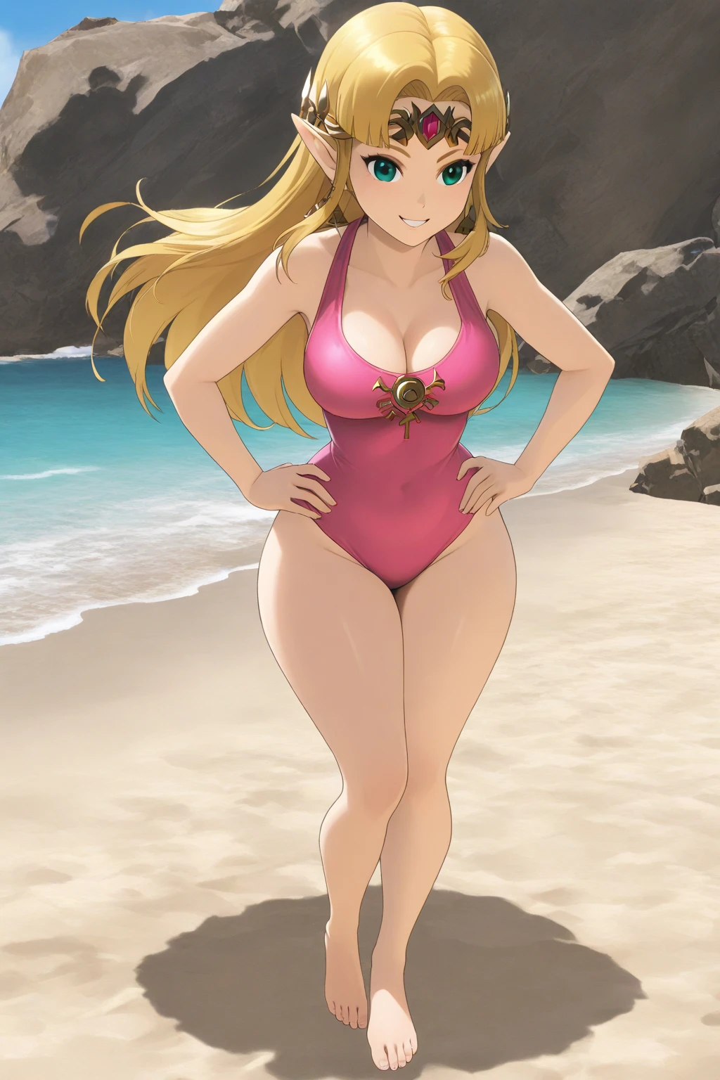 Melpha on the beach, glasses, hat, Bikini, fullbody portrait