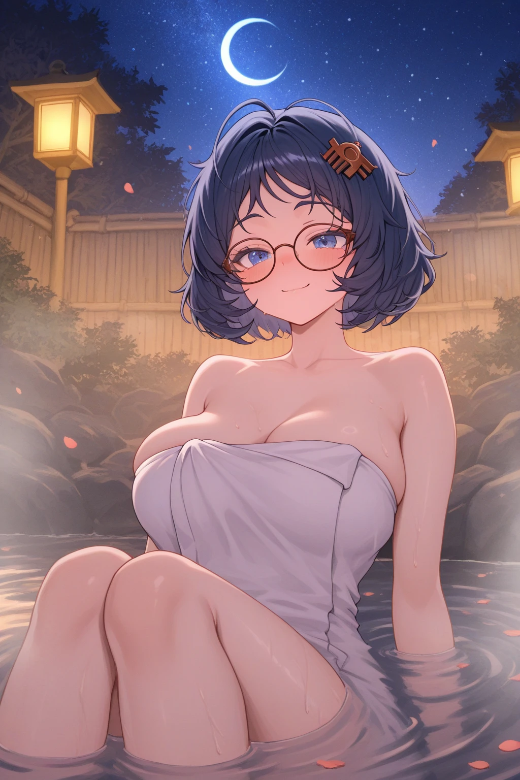 score_9, score_8_up, score_7_up, score_6_up, score_5_up, score_4_up, (source_anime), 1girl, Full body ,Night, kimetsu no yaiba, {{mitsuri kanroji }}, big breasts, Hot spring, steam, bath