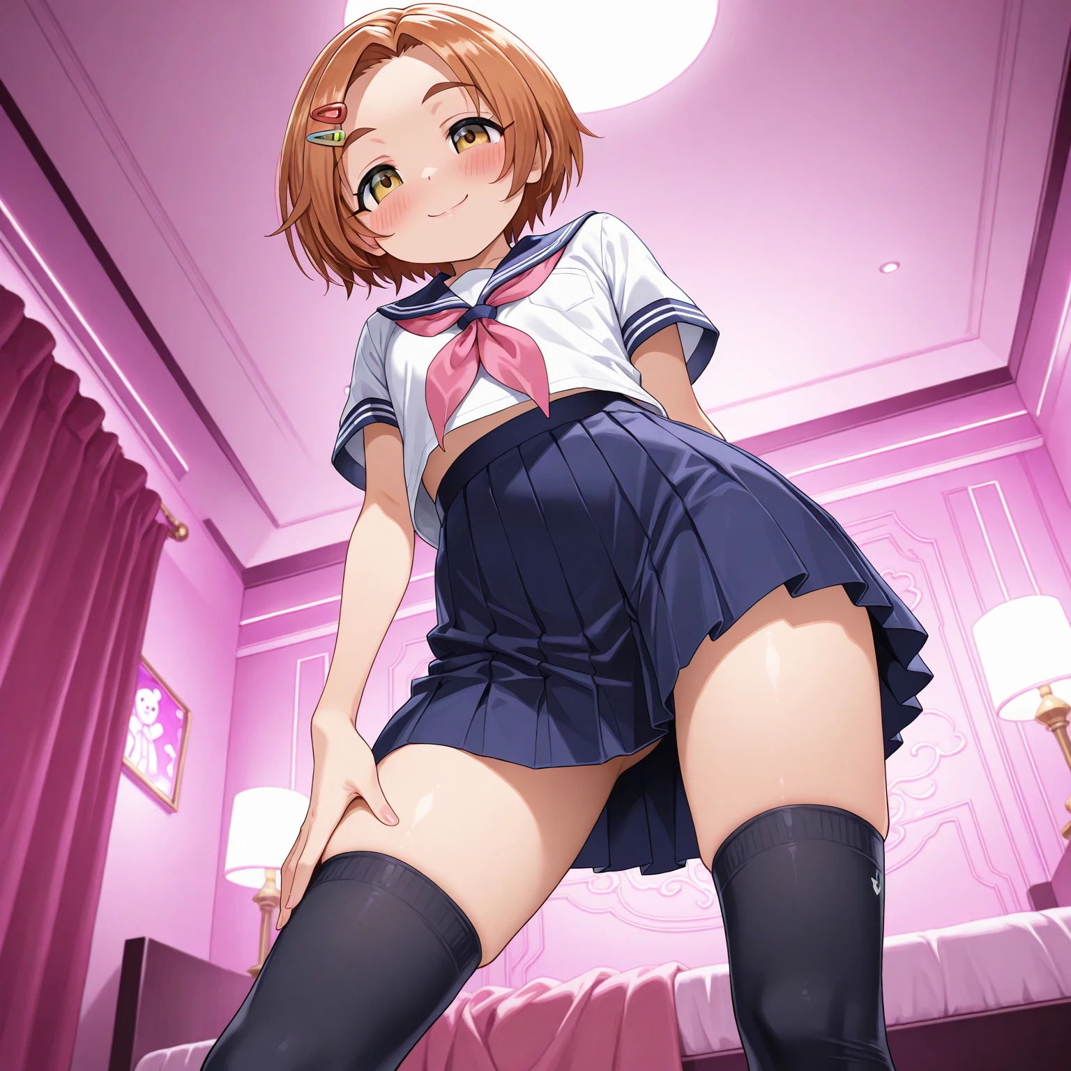 nobarakugisaki, nobara kugisaki, bob cut, (brown eyes:1.7), brown hair, lips, short hair, BREAK belt, brown belt,stockings,white crop top, crop top overhang,wet crop top, pleated skirt, medium skirt,shirt tucked in, skirt, blue skirt,skinny fit, BREAK looking at viewer,BREAK (masterpiece:1.2), best quality, high resolution, unity 8k wallpaper, (illustration:0.8), (beautiful detailed eyes:1.6), extremely detailed face, perfect lighting, extremely detailed CG, (perfect hands, perfect anatomy),street,night,city,park, wet road,nipples,showing panties,small ass,thin legs,full body,sit on ass,on grass,spread legs,bend over,medium breasts,
