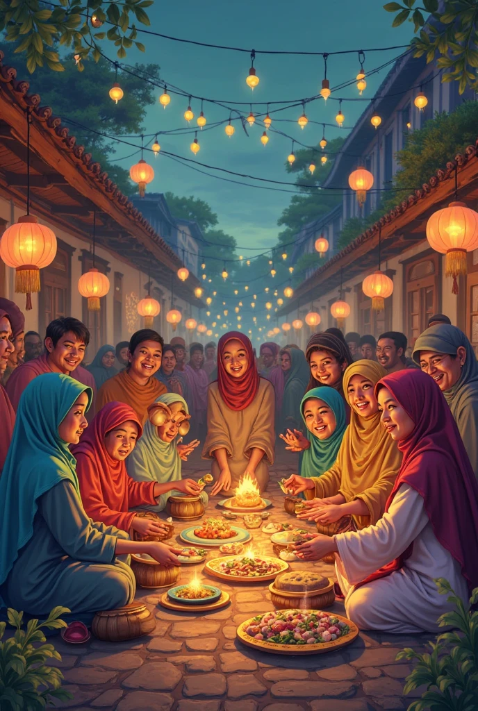 Malay folks eating plastic bag in celebrating hari raya
