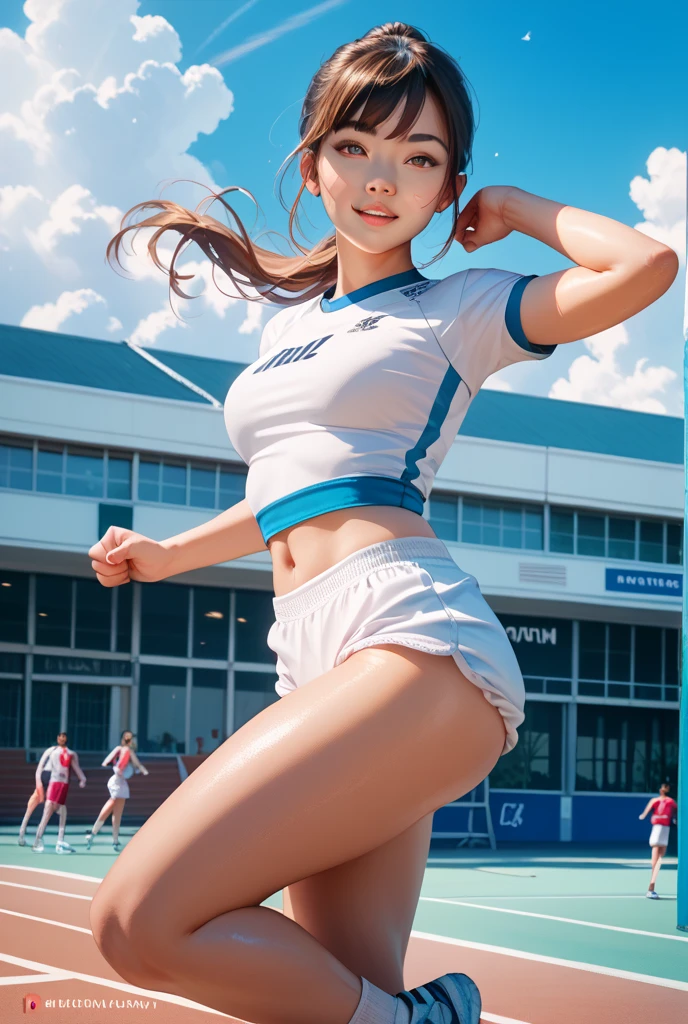 Pubic hair grows、Smile full of happiness、((:1.Antin face、Lacking、After being attacked、Sweating、Expression in a state of excitement、short-hair、eye glass、((:1.1))、Pink panties seem to flicker、((1 beautiful girl)), extremely detailed CG unified 8k wallpaper, Highly detailed, RAW color photo, Professional Photography, Realistic, top-quality、hight resolution、ultra-detailliert、masterpiece、Raw photography、realisitic、フォトrealisiticで非常に繊細で美しい、finely detail、Textured skin、full-shot、(Sky from below)、1womanl、japanes、22year old、(Professional Baseball Team Cheerleading)、(Cheering seats in the stadium)、(beauitful face:1.5)、(Showing white panties:1.2)、(Highkick:1.5)、itting open legs、Open your crotch、(Pubic hair sticking out of panties)、Cheering uniform、(a miniskirt:1.5)、tall、Brown hair、Wearing makeup、(Bare legs:1.5)、Do not wear anything on your arm、perfectly proportions、(At SFW)
