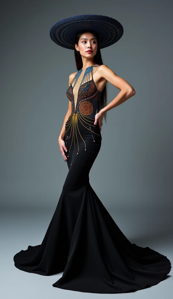 a beautiful biracial woman, full body, wearing a magma dress, blue eyes, blue hair, standing in a volcanic landscape, magma on the floor, fire and heat surrounding her, (best quality, 4k, 8k, highres, masterpiece:1.2), ultra-detailed, (realistic, photorealistic, photo-realistic:1.37), HDR, studio lighting, ultra-fine painting, sharp focus, physically-based rendering, extreme detail description, professional, vivid colors, bokeh, portrait