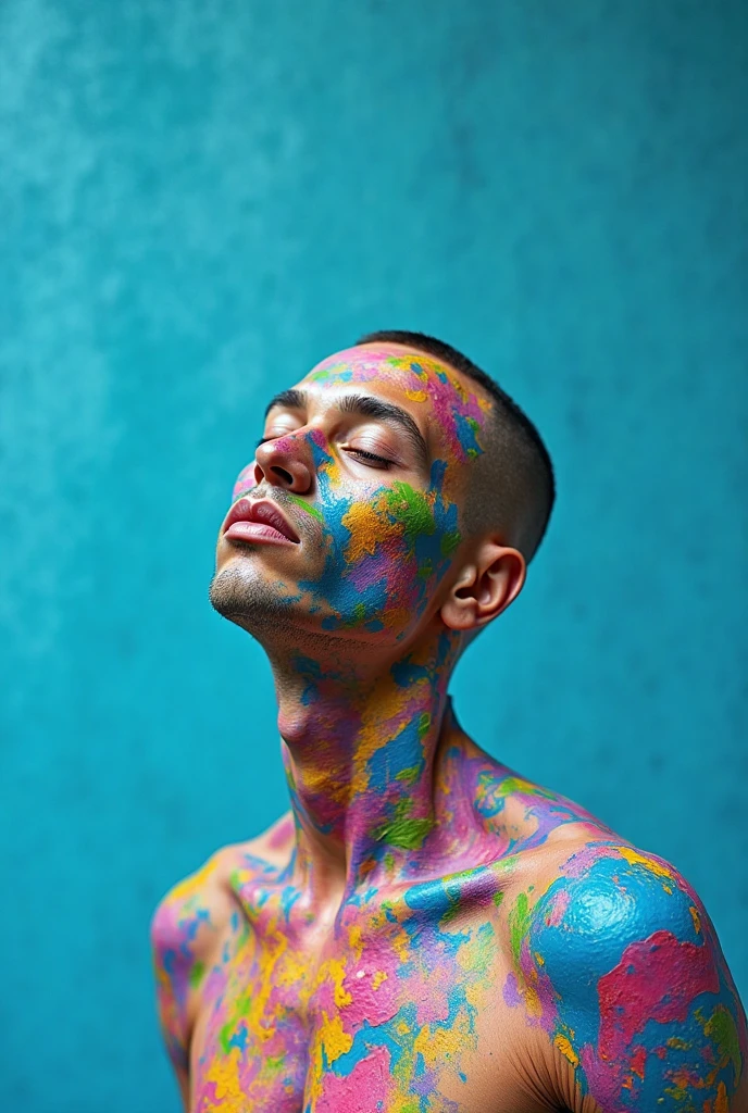 a man, melting skin, sacred geometry, surreal futurism