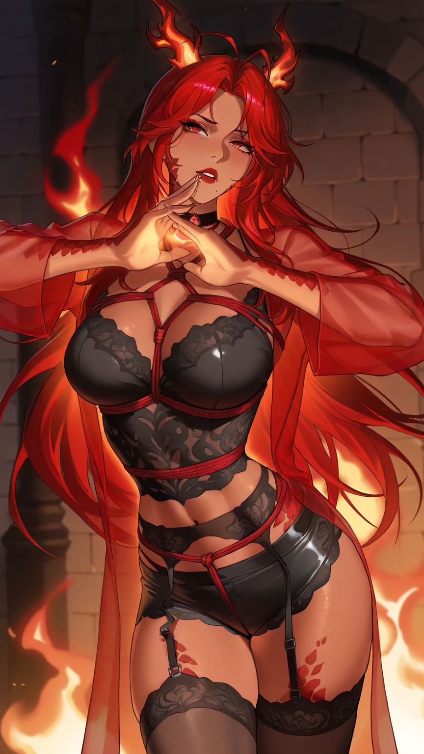 harudesu, red hair, choker, tattoo, gloves, large breast, long hair, lipstick, blush, jewelry, earrings, complex detailed background, casino environment, fancy interior environment, rich
interior, masterpiece, best quality, highly detailed, a anime girls in maid uniforms with a gun posing for a
picture, maid outfit, cleavage, evil smile, smile, open mouth ,ecchi anime style, anime girls, ecchi style,
ecchi, digital anime art!!, in anime style, official artwork, (nsfw) not safe for work, beautiful anime maid
girl, anime style 4 k, micro skirt, exposed belly, exposed navel, exposed midriff, exposed lower belly,
holding a gun,
