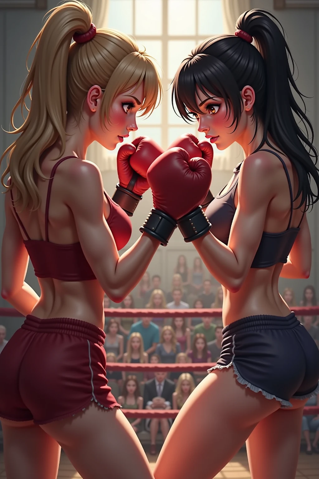 boxing　female　Two people　anime