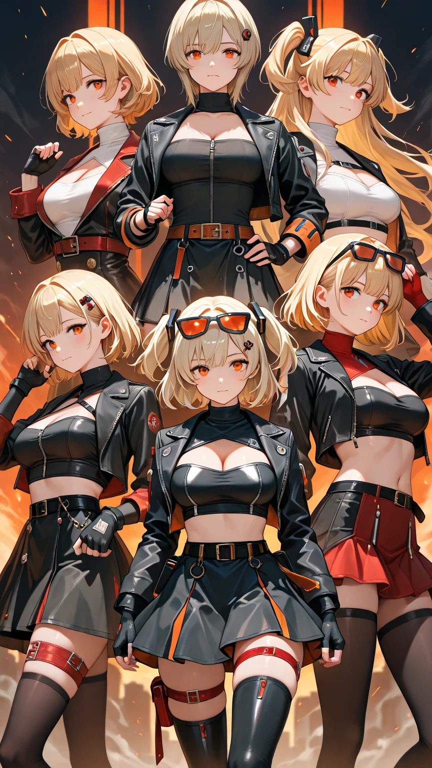 a firefighter girl, sexy body, ((big breasts)), big hips, thick thighs, beautiful face, beautiful eyes, smiling, blushing, standing, (various hair colors, various eye colors, various hairstyles), ((firefighter uniform, firefighter woman, firefighter, firefighter gear)), perfect hands, perfect fingers, high quality picture, high resolution, very detailed, 8k resolution