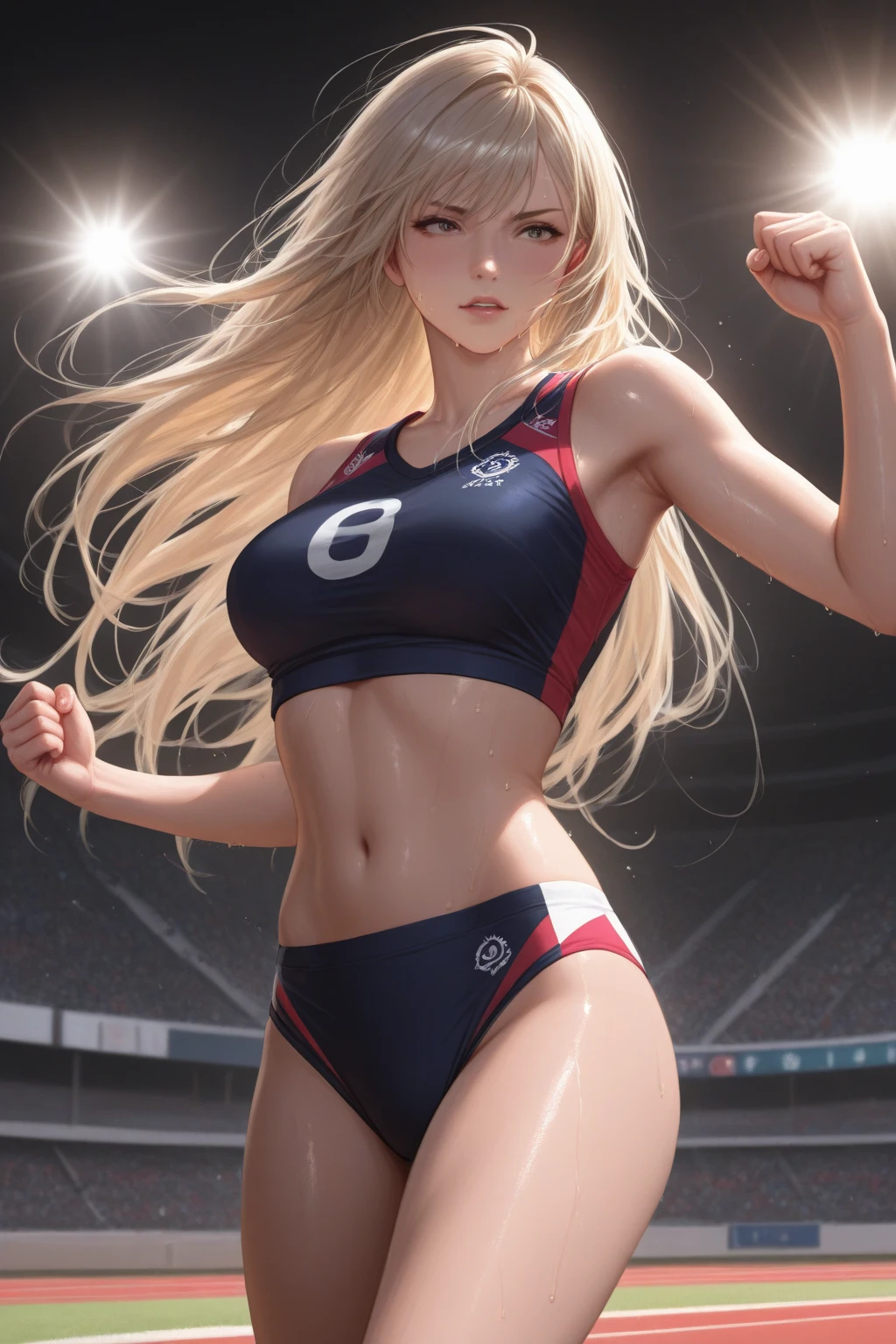 ((medium breasts⁩, Beautiful Girl, small head)), Daylight, Sunlight, (Chiseled abs : 1.1), (Perfect body : 1.1), detailed hairs, nice legs, Wearing a rhythmic gymnastics uniform , (Very detailed CG 8k wallpaper), (extremely delicate and beautiful), (masutepiece), (Best Quality:1.0), (Ultra High Resolution:1.0),  Beautiful lighting ,Perfect Lightning, Realistic Shadows, [hight resolution], Detailed skin, Ultra-detailed,Rhythmic gymnastics venue