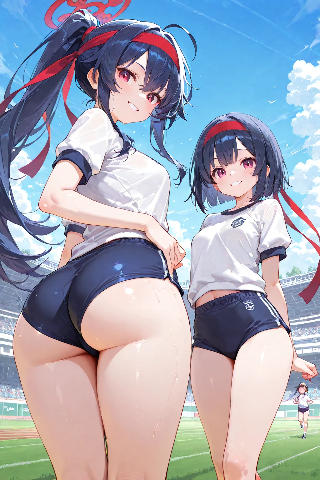 kasugano Sakura, showing big ass, half naked, smiling. (((half naked)))