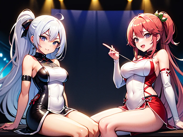 Anime characters sitting at the library bar, WLOP and Sakimichan, Kantai collection style, two beautiful anime girls, Anime girls, nixeu and sakimichan, Digital anime illustration, Epic light novel art cover, from girls frontline, high detailed official artwork, girls frontline style, visual novel key visual, [ 4 K digital art ]!!