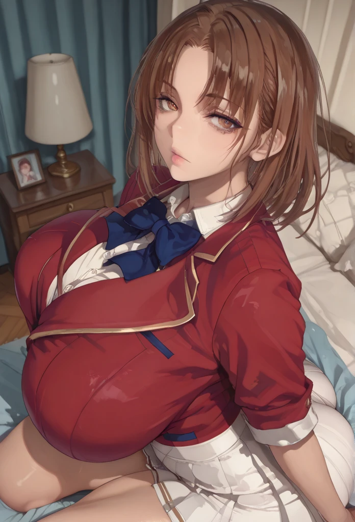 Huge chest girl in a bed