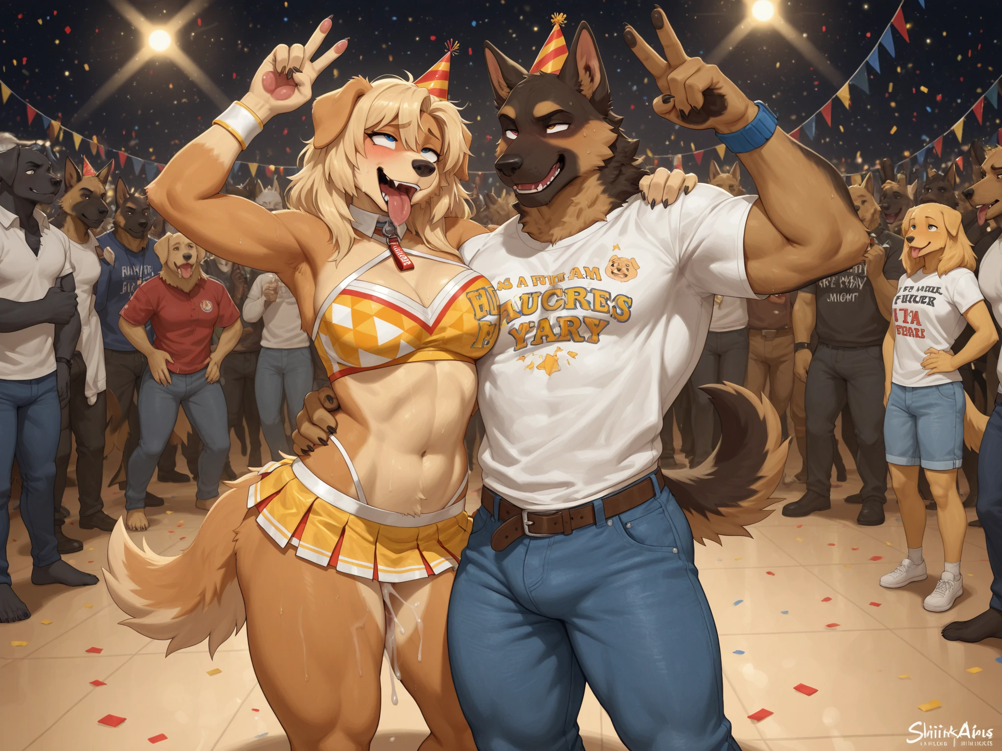 Horse stripper bikini rubbing against in another horse